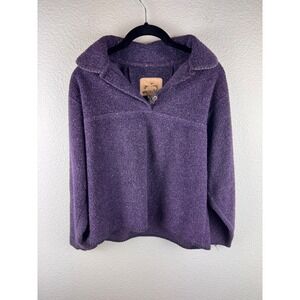 ALPS Retro Bouclé Fleece Snap Pullover Collared Sweater Womens Boxy Size S Artsy